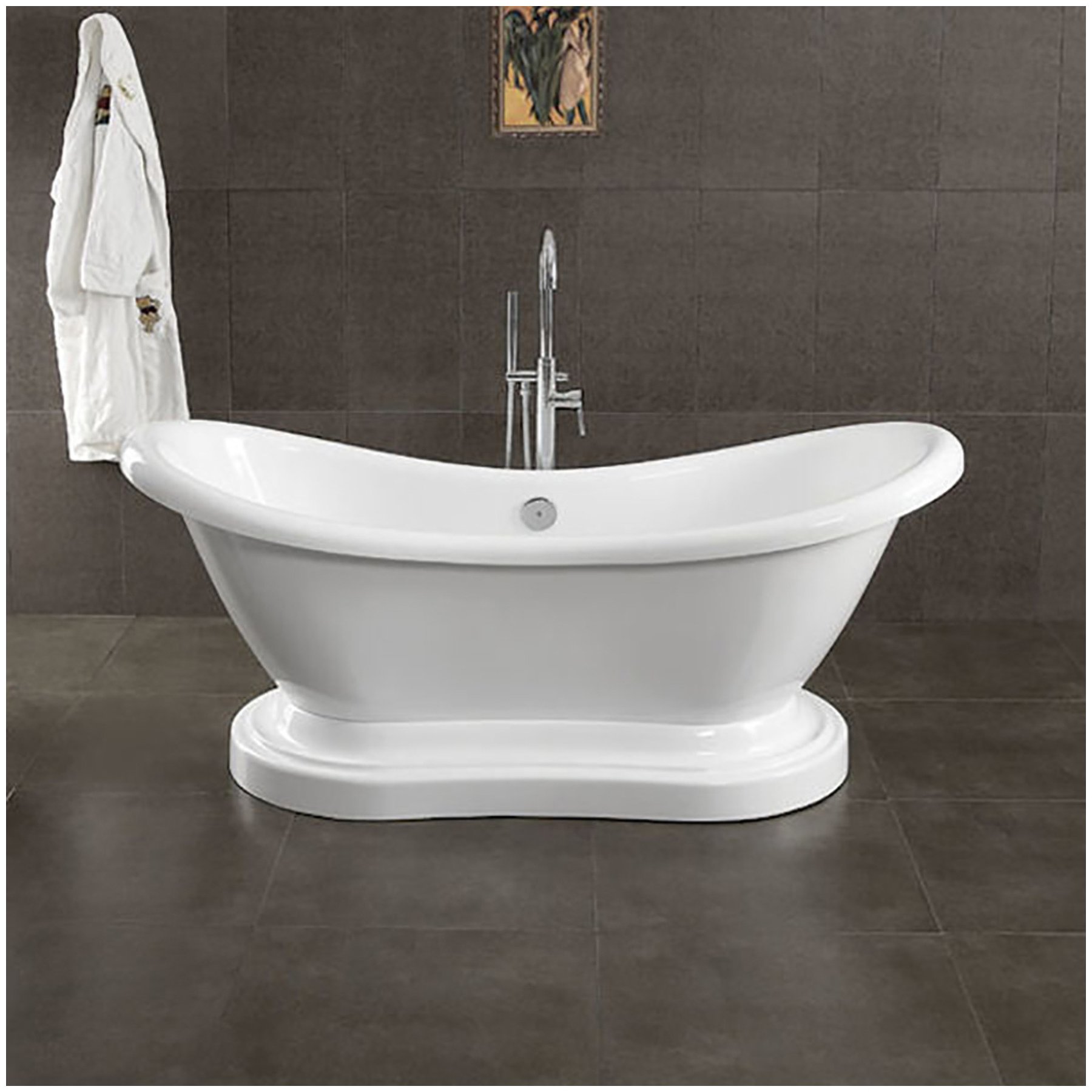 Pedestal Acrylic Double Ended Slipper Pedestal Bathtub with 7