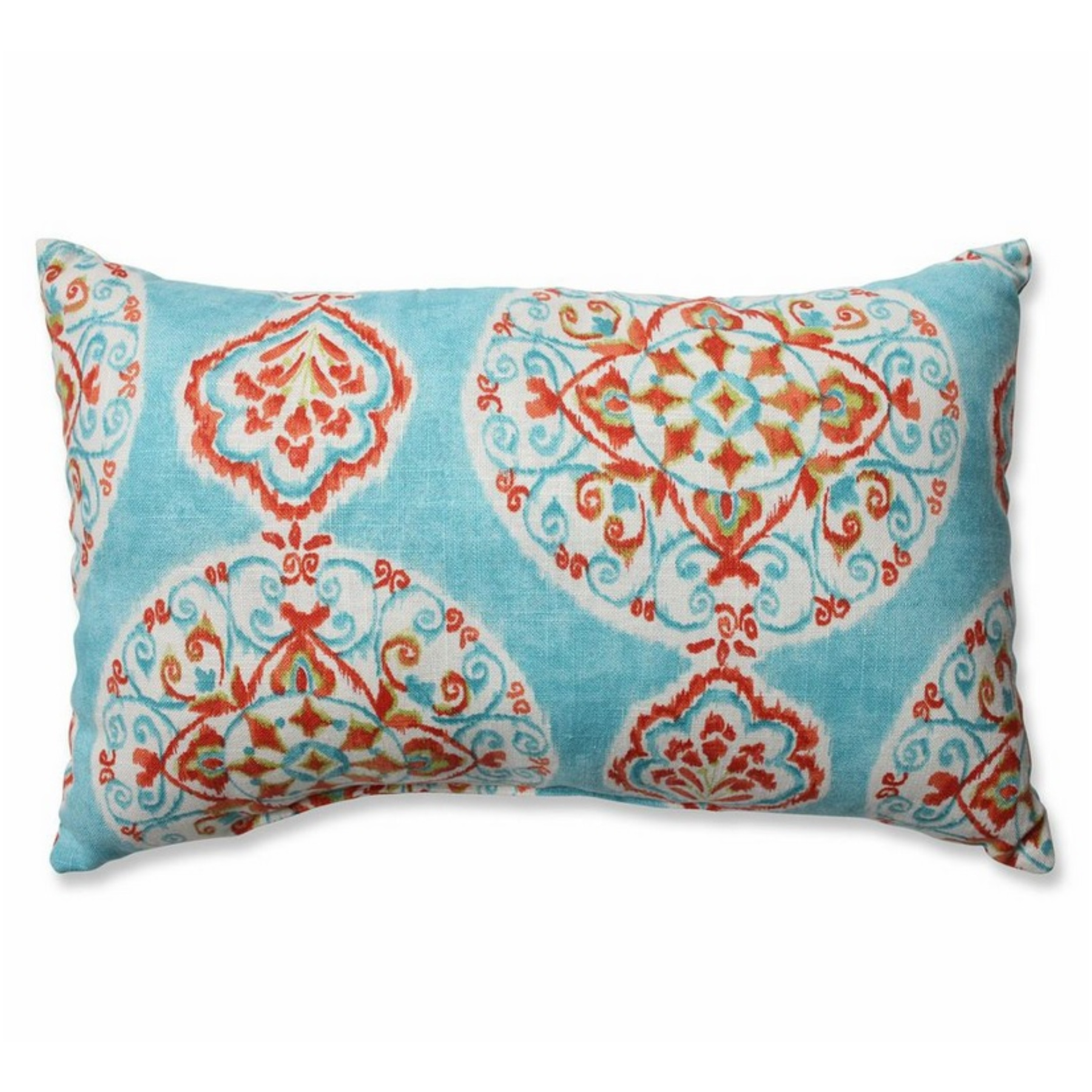 Heavenly Orbs Aqua Blue, Ivory White and Orange Rectangular Decorative Throw Pillow 18.5 ...
