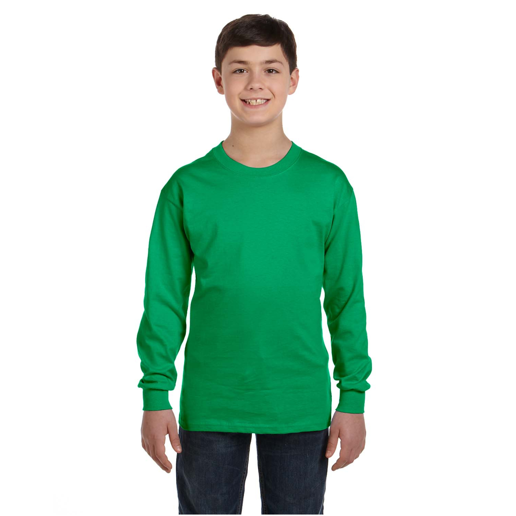 You're here High quality embroidery blank for boys. Long sleeve design with naturally tapered shoulders and ribbed neckline make for a comfortable fit. Our Boy's Long Sleeved Tee is perfectly basic with high quality construction and a perfect fit! 6+ oz % combed cotton interlock cotton Naturally Tapered Shoulder True to Size Ribbed Neckline.