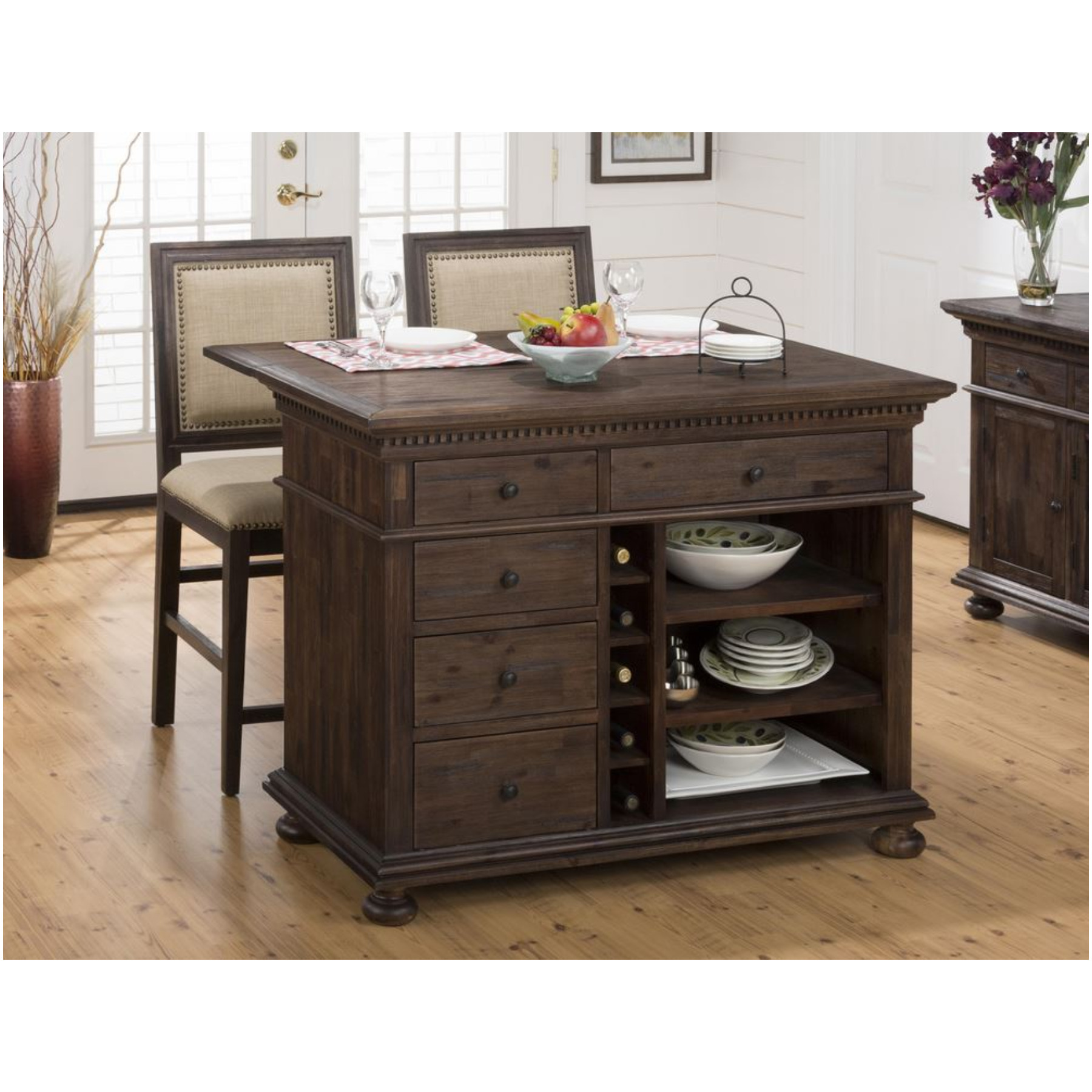 ... Geneva Hills 3 Piece 48x33 Kitchen Island with 2 Counter Height Stools