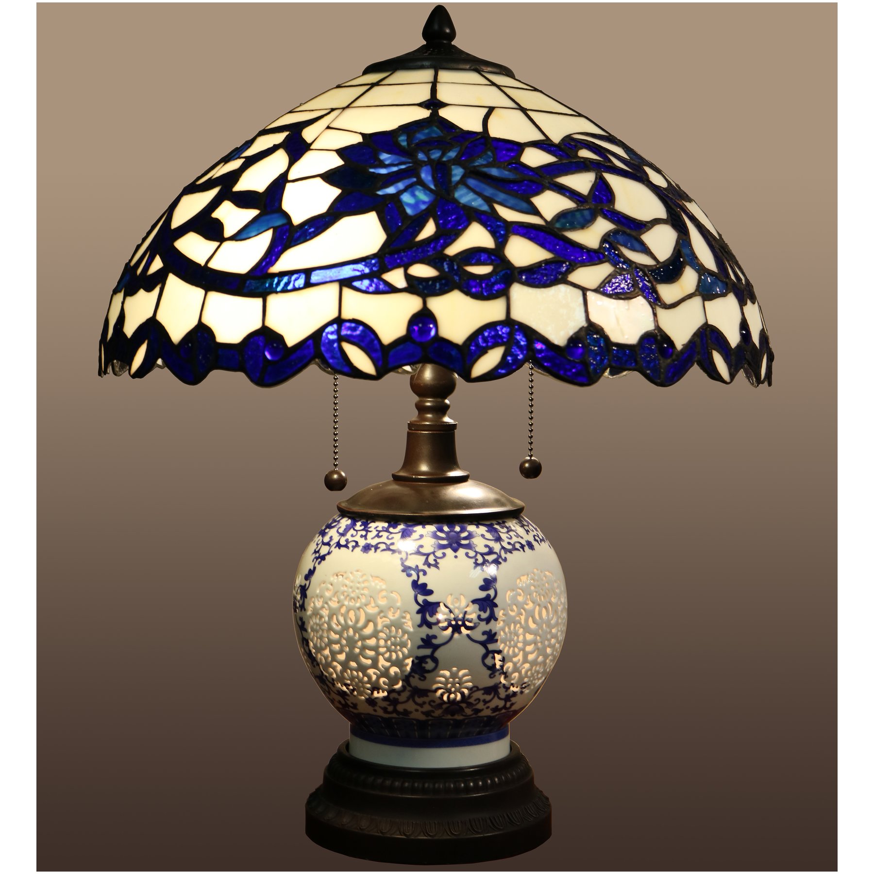 Akiko 3 Light Blue Gl 21 Double Lit Tiffany Style Table Lamp Akiko 3 Light Blue Gl 21 Double Lit Tiffany Style Table Lamp