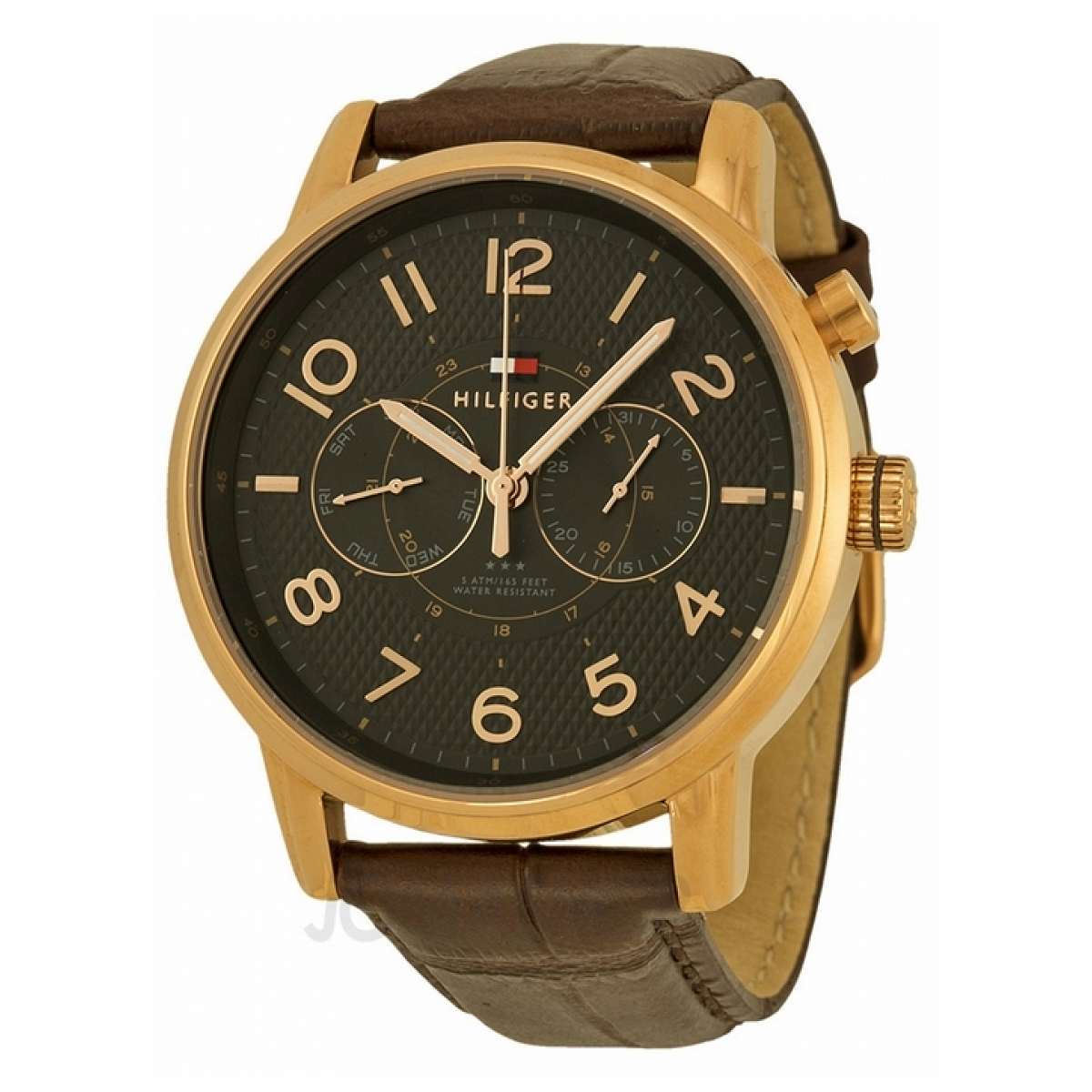 Tommy Hilfiger Rose Gold-Tone Leather Chronograph Mens Watch 1791084